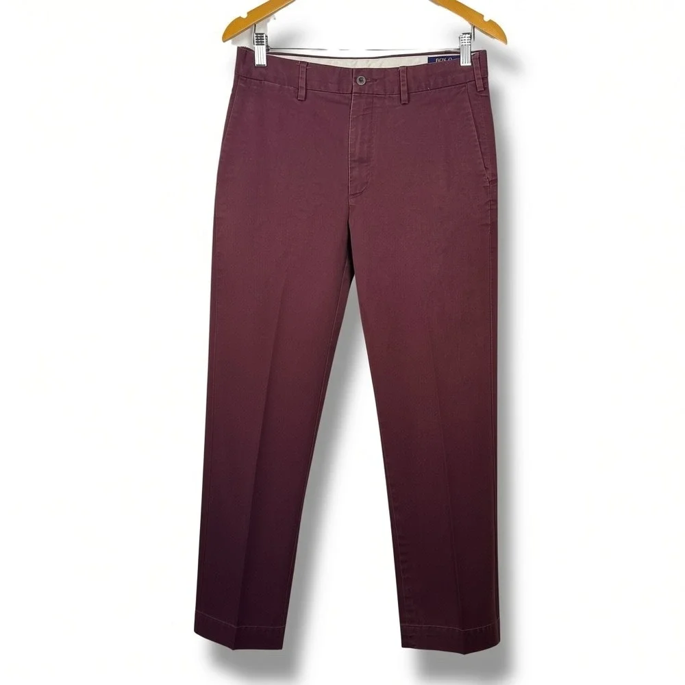 Polo Ralph Lauren Chino Pants Men 30/30 Burgundy Maroon Stretch Classic Fit Prep